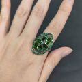 wholesale S925 Sterling Silver Luxury Diopside Ring Set with Natural Amethyst and Green Chalcedony, Vintage Style Jewelry-0-1
