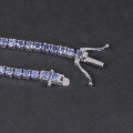 wholesale S925 Sterling Silver Gold-Plated Tennis Chain with Premium Blue Moissanite, 3/4/5mm Full Pavé Bracelet-0-1
