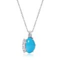 wholesale S925 silver-plated white gold pendant choker necklace with stylish and versatile synthetic turquoise, spring and summer new collection, wholesale from manufacturers-0-5