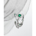 wholesale S925 Sterling Silver, Niche Original Slytherin Snake Green Zircon Textured Ring for Girls-0-1