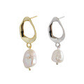 wholesale S925 Sterling Silver ET288 Korean Version Ins Minimalist Feng Shui Baroque Pearl Women's Earrings-0-4