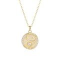wholesale S925 Sterling Silver Euro American Coin Round Pendant Necklace For Women Ins 12 Zodiac Constellation Collarbone Chain-0-0