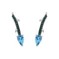 wholesale S925 silver vintage-style designer earrings with natural topaz gemstone, ear studs-0-5