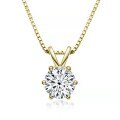 S925 Sterling Silver Moissanite Pendant Necklace, Classic Rabbit Ear Six-Prong Collar Chain-0-5
