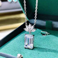 wholesale S925 Silver New 8*12 European Style Simulated Diamond Pendant Necklace Sparkling Choker-0-2