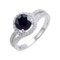 wholesale S925 Sterling Silver with Natural Garnet, Topaz, and Crystal Gemstones for Daily Commute Unisex Ring-Natural Enhanced Sapphire Ring  US Size 10
