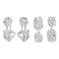 wholesale S925 sterling silver new small niche stylish ins asymmetrical textured ripple inlaid pearl convertible earrings-0-4