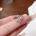 wholesale 925 Sterling Silver Bow Cat Eye Ring Women's Fashion Adjustable Ins Style Sweet High-End Design-0-2