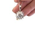 wholesale 925 Sterling Silver Light Luxury Niche Moissanite Sunflower Pendant Necklace for Women, Advanced and Versatile Snowflake Collarbone Chain Jewelry-0-4
