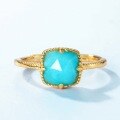 wholesale 925 Silver Japanese and Korean New Style Minimalist Geometric Amazonite Ring, Fashionable OL Adjustable Open Ring for Wholesale-0-2