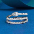 wholesale S925 Silver New Stackable Twisted Teardrop Ring Snake Shape Full Diamond Row Ring ISN Style Fashion-0-0