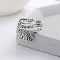 wholesale S925 Sterling Silver Irregular Multi-Layer Twisted Pendant Tassel Ring, Minimalist Niche Design Band-0-1