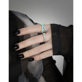 wholesale S925 Sterling Silver Original Niche Design Cold-toned Irregular Textured Blue Drip Glaze Open Adjustable Ring Unisex-0-3