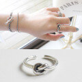 wholesale S925 Sterling Silver AR969 Korean Style Vintage Fashion Distressed Knot Open Ring-0-3