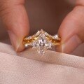 wholesale S925 Silver Marquise Double Halo Ring for Women, High-End Engagement Wedding Gift, eBay Best Seller-0-2