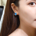 wholesale S925 Sterling Silver Red Elk French Enamel Blue Earrings for Women, Retro Oil Painting Art, Unique Elegant Stud Earrings-0-3