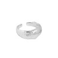 wholesale S925 Sterling Silver Korean Version INS Niche Design Minimalist Versatile Irregular Surface Texture Textured Open Adjustable Ring for Women-0-5