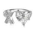 wholesale S925 Sterling Silver European and American Cross-Border Women's Ring with Personalized Letters, Heart, Zircon Inlaid, Adjustable Opening Silver Jewelry for Women-0-27