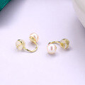 wholesale Gold-plated 925 Sterling Silver Hypoallergenic Korean Minimalist Sweet Pearl Twist Rope Earrings for Women, Wholesale from Source Factory-0-2