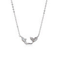wholesale S925 Sterling Silver Minimalist Small Fresh and Unique Design White Shell Whale Pendant Necklace for Women, Cross-border New Product-0-4