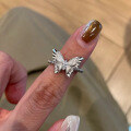 wholesale S925 Silver New Plant-inspired Mid-century Textured Dreamy Butterfly Ring, Fashionable and Versatile-0-1