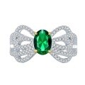 wholesale S925 Silver New Bow Ring Women's Emerald 5*7 Design Sense European and American Fashion-0-4