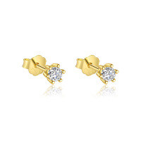 wholesale S925 Sterling Silver French-style Heart-shaped Zircon Earrings With Colorful Zircons, Sweet And Exquisite Set-E4836-Gold/Pair of White Zirconium &gt;925 Silver