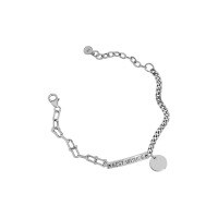 wholesale S925 Sterling Silver Korean Version INS Niche Design Vintage Distressed Round Bead Twist Chain Textured Bracelet for Women-Thai silver 925 silver