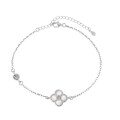 wholesale S925 Sterling Silver European and American Minimalist Ins Fashion Light Luxury Diamond-Encrusted Lucky Four-Leaf Clover Popular Versatile Niche Women's Bracelet-0-6