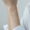 wholesale S925 Sterling Silver Mini Smooth Heart-shaped Simple Live Streaming Source Bracelet S5086-0-0