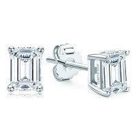 Sterling Silver Square Moissanite Stud Earrings for Women-Style C [Clearance Sale with Free Shipping] White Gold  925 Silver