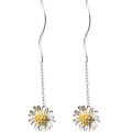 wholesale S925 Silver Narcissus Daisy Ear Thread Women's Korean Version Fresh and Sweet Flower Earrings Ear Accessories Ear Drops E6172-0-4
