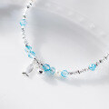 wholesale S925 Sterling Silver Dainty Blue Topaz and Crushed Silver Bracelet Sweet Ins Style Exquisite Pearl and Small Fish Bracelet S7918-0-4