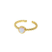wholesale S925 Sterling Silver Korean Version Ins Light Luxury Zircon Ring Vintage Personality Moonstone Open Adjustable Ring for Women-18K Gold [No. 15/Adjustable] Opening adjustable