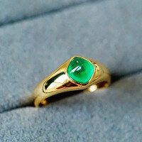 wholesale S925 Sterling Silver Rose Gold Bezel-Set 6*6mm Sugarloaf Ring for Men and Women European and American Cross-Border Style-R929 Green Sugar Tower No.9