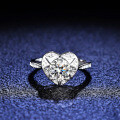Sterling Silver Moissanite Heart-Shaped Ring for Women-0-0