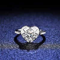 Sterling Silver Moissanite Heart-Shaped Ring for Women-1 carat (D color moissanite)  Adjustable opening
