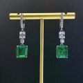 wholesale S925 Silver New Collection Paraiba 10*11mm Rectangular Green Zircon Earrings for Women,-0-3