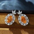 wholesale Metal material, Shepard Jewelry hot-selling niche design 4ct oval frost-cut color-changing orange 9*13 exquisite earrings, refined and high-end-0-6