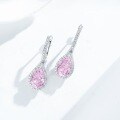 S925 Sterling Silver Teardrop High Carbon Diamond Earrings with Radiant Cut Icy Floral Design-0-2