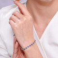 wholesale 925 Silver Jewelry Classic Four-Prong 3mm Lab-Grown Blue Sapphire Tennis Bracelet with Full Diamond Accents, Versatile and Luxurious for Socialites-0-4
