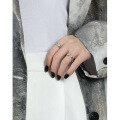 wholesale S925 Sterling Silver Korean Version Ins Minimalist Niche Design Versatile Micro-set Zircon Textured Open Adjustable Ring for Women-0-2