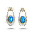 wholesale S925 Silver French-Design Retro British Style Synthetic Opal Earrings-0-4