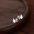 wholesale 925 Pure Silver Minimalist Christmas Tree Asymmetric Versatile Stud Earrings For Girls Wholesale-0-2