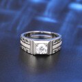 wholesale S925 Sterling Silver Diamond-Inlaid Men's Hip-Hop Trendy Zircon Ring with Adjustable Open Design-0-2