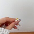 wholesale S925 Sterling Silver Cross-Border Light Luxury Women's Ring, Minimalist Yellow and White Oval Pigeon Egg Design, Fashionable and Elegant-0-3