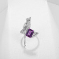 wholesale S925 Silver Designer High-End Natural Gemstone Ring, Bird Design with Natural Amethyst-0-3