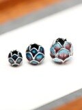 wholesale S925 Sterling Silver Thai Silver Enamel Fired Blue Lotus Bead Cloisonné Enamel Spacer Beads DIY Cinnabar Bracelet Accessories-0-7