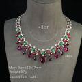 wholesale 925 Silver Gold-Plated Necklace with High-Carbon Diamonds, Colorful Fruit Tapestry, and Ruby Main Stone, Luxury Versatile Jewelry for Women-0-1