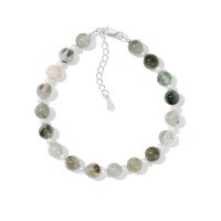 wholesale 925 Sterling Silver Cross-border Europe & America Women's Bracelet, Elegant and Sophisticated, with Natural Green Rutilated Quartz and Freshwater Pearl Hand Jewelry-Silver DY150406-SS-WG>925 silver